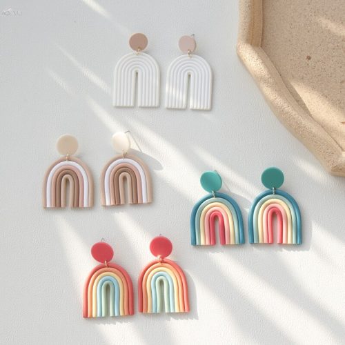 Candy Color Ceramic Clay Long Dangle Drop Earrings
